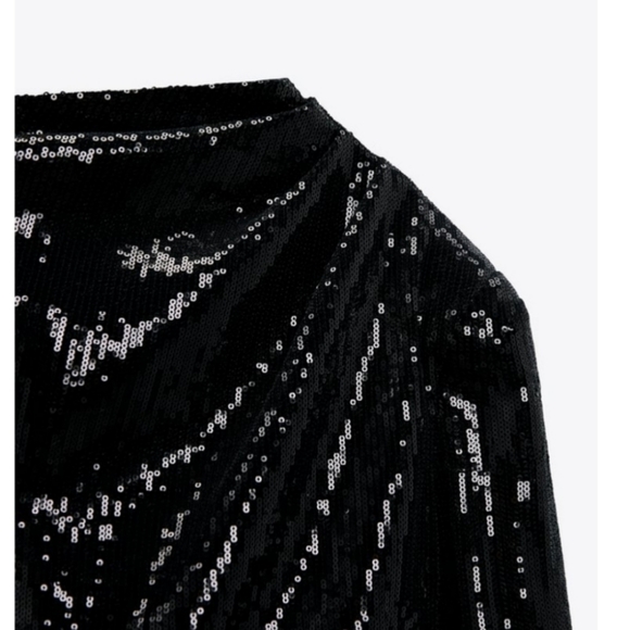 Zara * draped sequin dress black size M - Picture 15 of 15